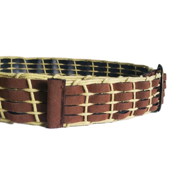 Woven BR Suede Hippie Belt Adjustable Basket Weave Women S/M Retro 42" WO Buckle - Picture 6 of 10